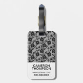 カスタムの黒のレース模様 ラゲッジタグ (裏面縦)