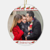 カスタムの2面家族写真の赤いトラッククリスマス セラミックオーナメント (左)