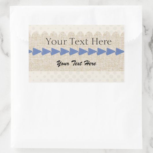 カスタムのBurlap生地のテクスチャ付き矢印ラベル 長方形シール (バッグ)