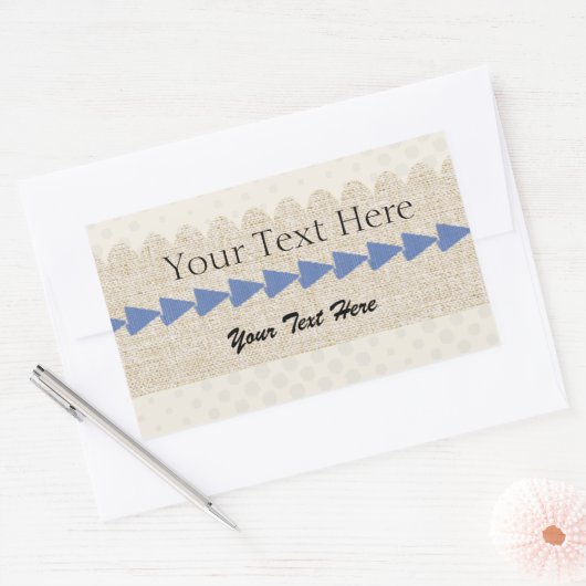 カスタムのBurlap生地のテクスチャ付き矢印ラベル 長方形シール (封筒)