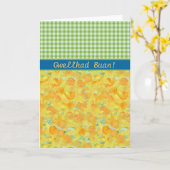 カスタムのDaffodils、Gingham Get Well Card カード (黄色い花)