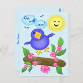 カスタムのGet Well Blue Bird Happiness Card ポストカード (正面/裏面)