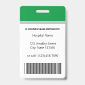 カスタムのGreen Doctor Photo Identity バッジ (裏面)