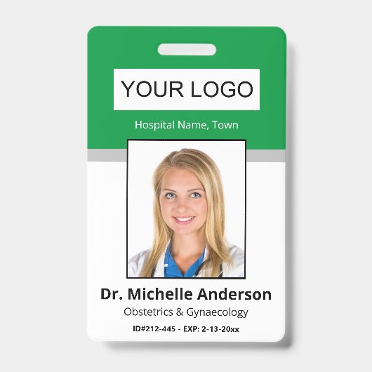 カスタムのGreen Doctor Photo Identity バッジ (正面)