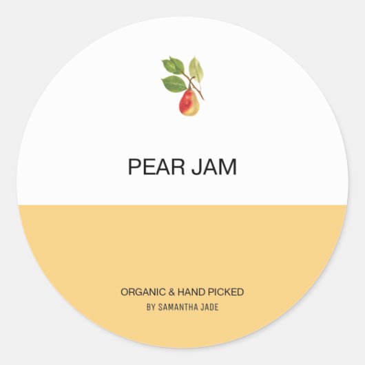 カスタムのPEARジャムと食料貯蔵庫のJARラベルの保存 ラウンドシール (正面)
