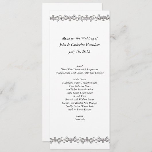 カスタムのSkinny結婚のテーブルメニュー メニュー (正面/裏面)