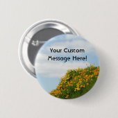 カスタムはあなたのメッセージの青空のケシにボタンをかけます 缶バッジ (正面&裏面)