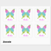 カスタムはあなた自身の一流のテンプレートの蝶を加えます スクエアシール (シート)