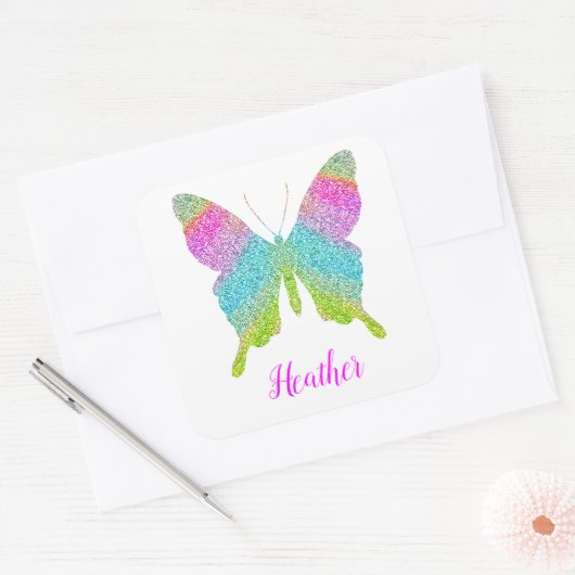 カスタムはあなた自身の一流のテンプレートの蝶を加えます スクエアシール (封筒)