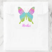 カスタムはあなた自身の一流のテンプレートの蝶を加えます スクエアシール (バッグ)