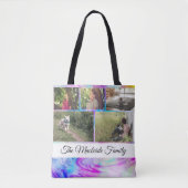 カスタムはあなた自身の写真のコラージュおよび姓を加えます トートバッグ (正面)