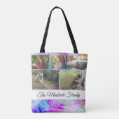 カスタムはあなた自身の写真のコラージュおよび姓を加えます トートバッグ (裏面)