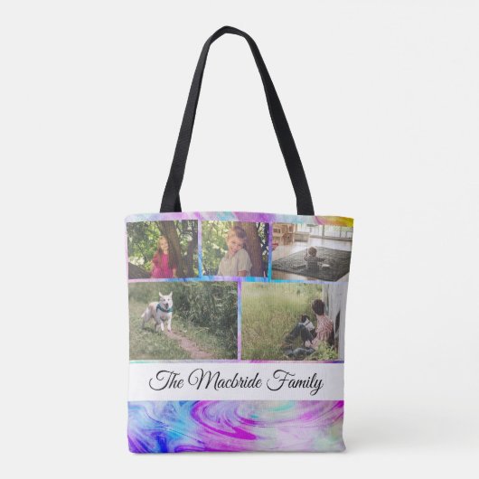 カスタムはあなた自身の写真のコラージュおよび姓を加えます トートバッグ (裏面)