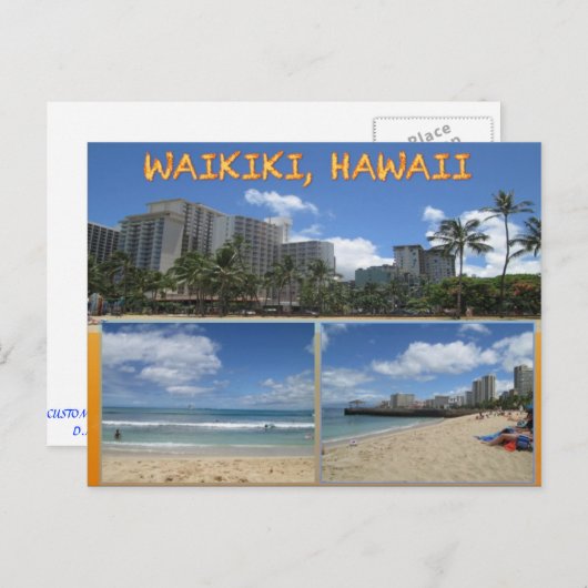 カスタムはがき – ハワイのコラージュ1 ポストカード (正面/裏面)