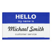 カスタムはこんにちは私の名前スタイリッシュで青い白です 名札 (正面)