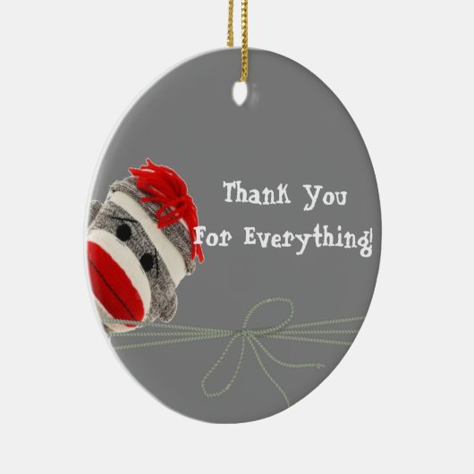 カスタムはオーナメントのギフトのソックス猿感謝していしています セラミックオーナメント (右)