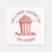 カスタムはバレンタインデーのポップコーンを持っている スタンダードカクテルナプキン (正面)
