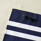 カスタムはフットボールのjersey数濃紺を遊ばします ビーチタオル (インサイチュ)