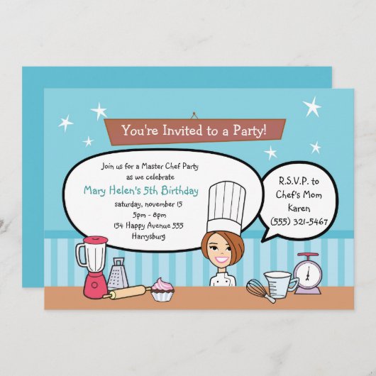 カスタムはユニークなアートワークを持つパーティの招待状をからかいます 招待状 (正面/裏面)