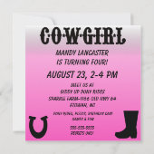 カスタムは写真の女性のカーボーイの誕生日の招待状を加えます 招待状 (裏面)
