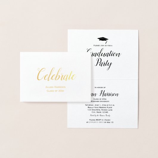 カスタムは卒業のパーティの招待状を祝います 箔カード (ディスプレー)