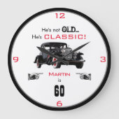 カスタムは古くはないクラシック自動車ヴィンテージアンティーク自動 ラージ壁時計 (正面)
