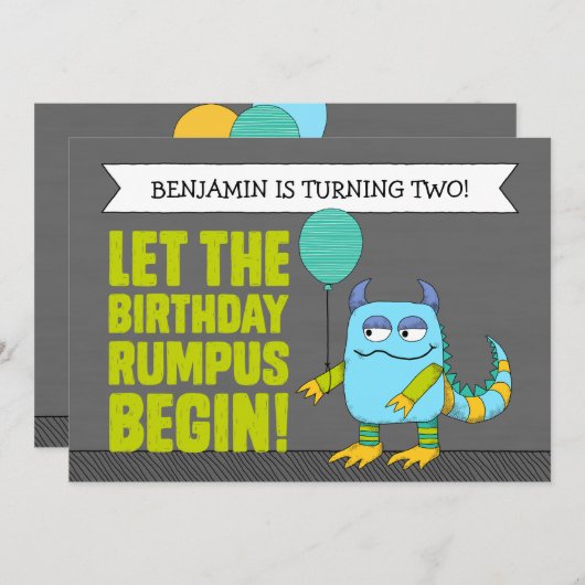 カスタムは誕生日の騒動が始まるようにしました! 招待状 (正面/裏面)