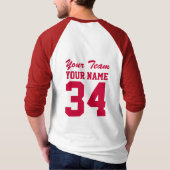 カスタムは赤があなたの一流のチーム数を加えるジャージーを遊ばします Tシャツ (裏面)