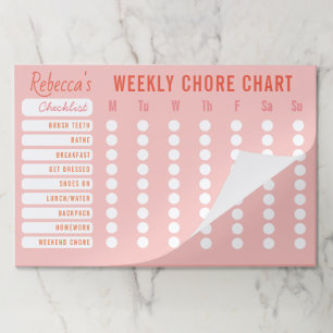 カスタムは週間雑用の図表のチェックリストのピンクを着色します ペーパーパッド