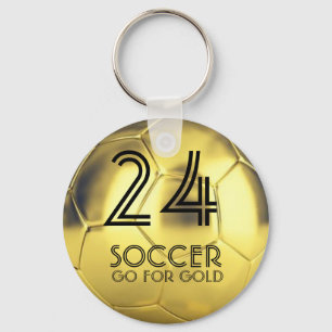 カスタムは金ゴールドのサッカーボール防水Keychainのために行きます キーホルダー