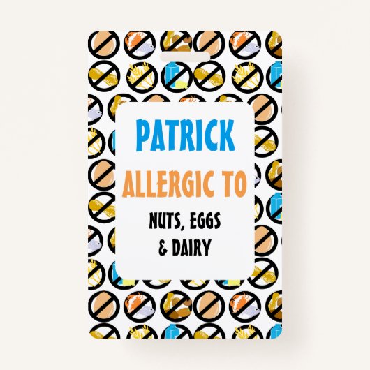 カスタムは食物アレルギー警報アレルギーの記号をからかいます バッジ (正面)