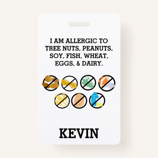 カスタムは食物アレルギー警報上のアレルギーの記号をからかいます バッジ (正面)