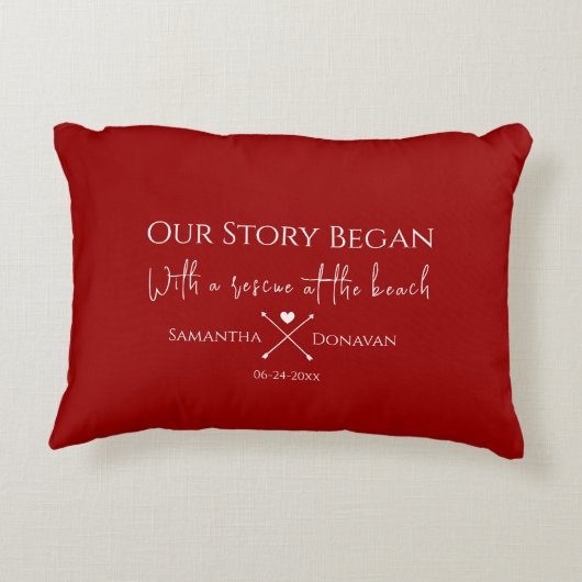 カスタムは、我々の物語はクリムゾンレッドのバレンタインを始めた アクセントクッション (裏面)