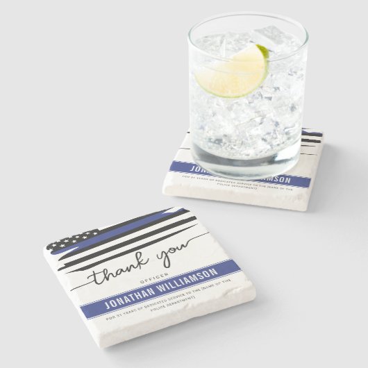 カスタムは、警察官の退職金に感謝 ストーンコースター (横)