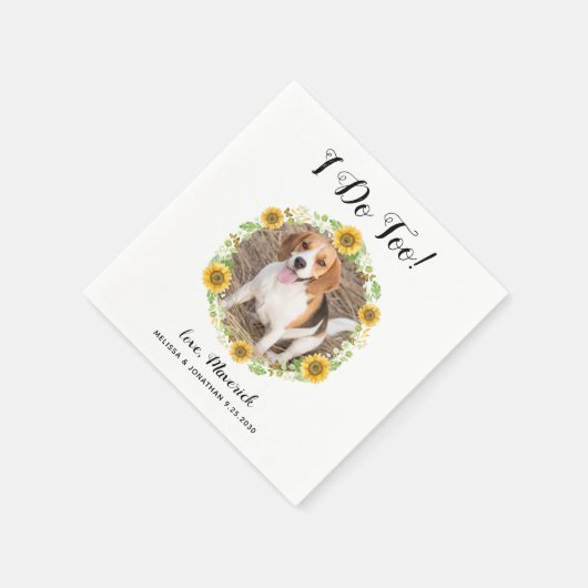 カスタムひまわり過ぎるペットドッグ結婚ズ スタンダードカクテルナプキン (角)