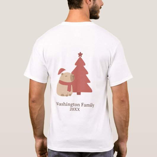 カスタムふわふわカピバラクリスマス Tシャツ (裏面)