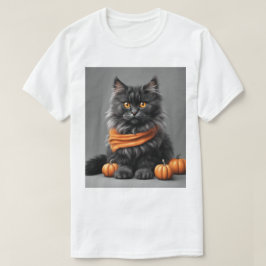 カスタムふわふわグレー猫白Tシャツ Tシャツ
