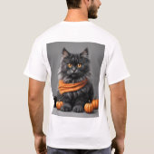 カスタムふわふわグレー猫白Tシャツ Tシャツ (裏面)
