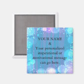 カスタムやる気を起こさせるメッセージ緑グリッター磁石 マグネット (正面/裏面)