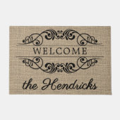 カスタムようこそアンティークフローラスクロールフェイクラップ ドアマット (正面)