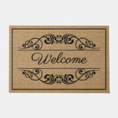 カスタムようこそアンティークフローラスクロールフェイクラップ ドアマット (正面)
