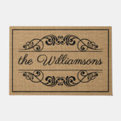 カスタムようこそアンティークフローラスクロールフェイクラップ ドアマット (正面)