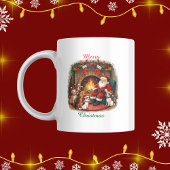 カスタムよくはしゃぐサンタ&ペッツクリスマスマグ コーヒーマグカップ