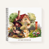 カスタムらせん手帳 |かわいい魔女とキツネ ノートブック (正面)