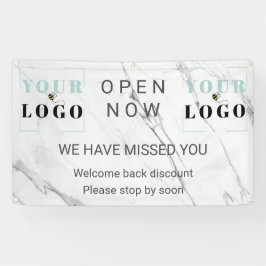 カスタムを開くビジネスロゴ大理石屋外 横断幕