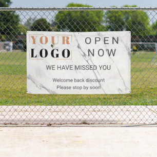 カスタムを開くビジネスロゴ大理石屋外 横断幕