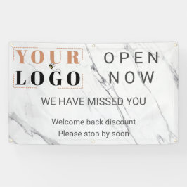 カスタムを開くビジネスロゴ大理石屋外 横断幕