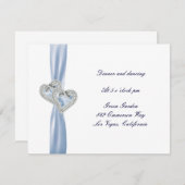 カスタムアイスブルーハート披露宴カード 招待状 (正面/裏面)