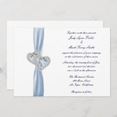 カスタムアイスブルーハート結婚式招待状 招待状 (正面/裏面)