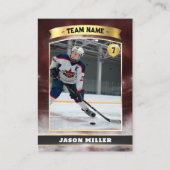 カスタムアイスホッケートレーディングカードレッド金ゴールドスタジアム コーリングカード (正面)